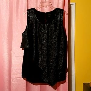 🧁B2G1🧁 Worthington Woman Black Glitter Contrast Top